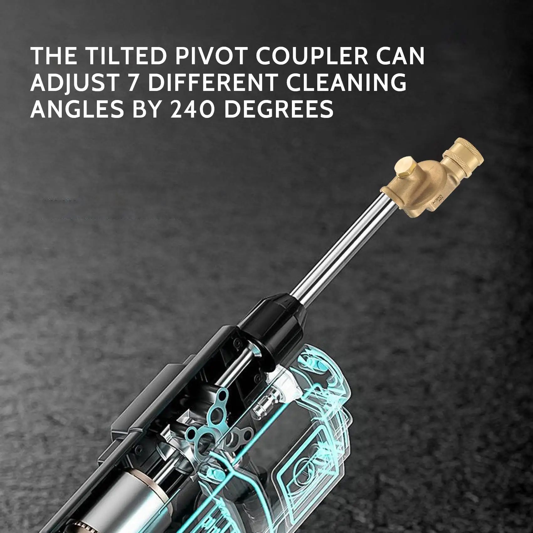 Super Sale Pivoting Coupler for Pressure Washer Nozzle, Gutter Cleaner Attachment for Gutter Cleaning, 240 Degree, 4500 Psi, 1/4