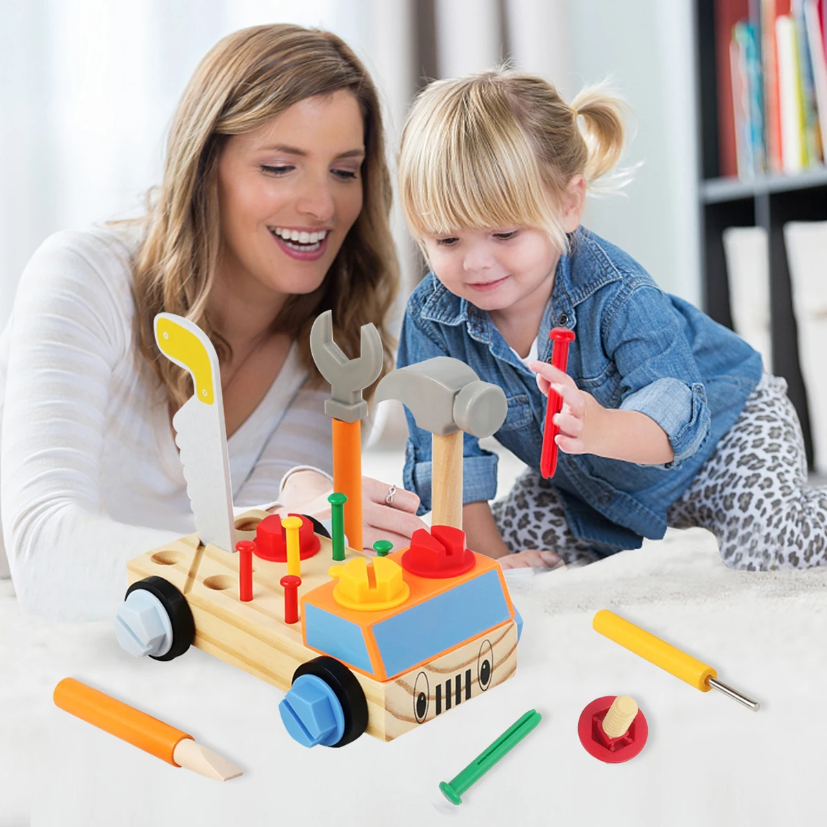 Stół warsztatowy dla dzieci drewniana zabawka zabawka Montessori od 2 3 4 lat walizka narzędziowa umiejętności motoryczne zabawka DIY zabawka edukacyjna zabawka prezent dla dziecka