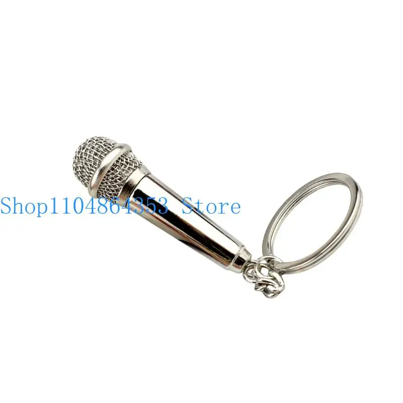 652F Simulation Mic Keyring Miniature Pocket Sized Microphone Keychain for Music Lovers Stylish Accessory Bag Ornament