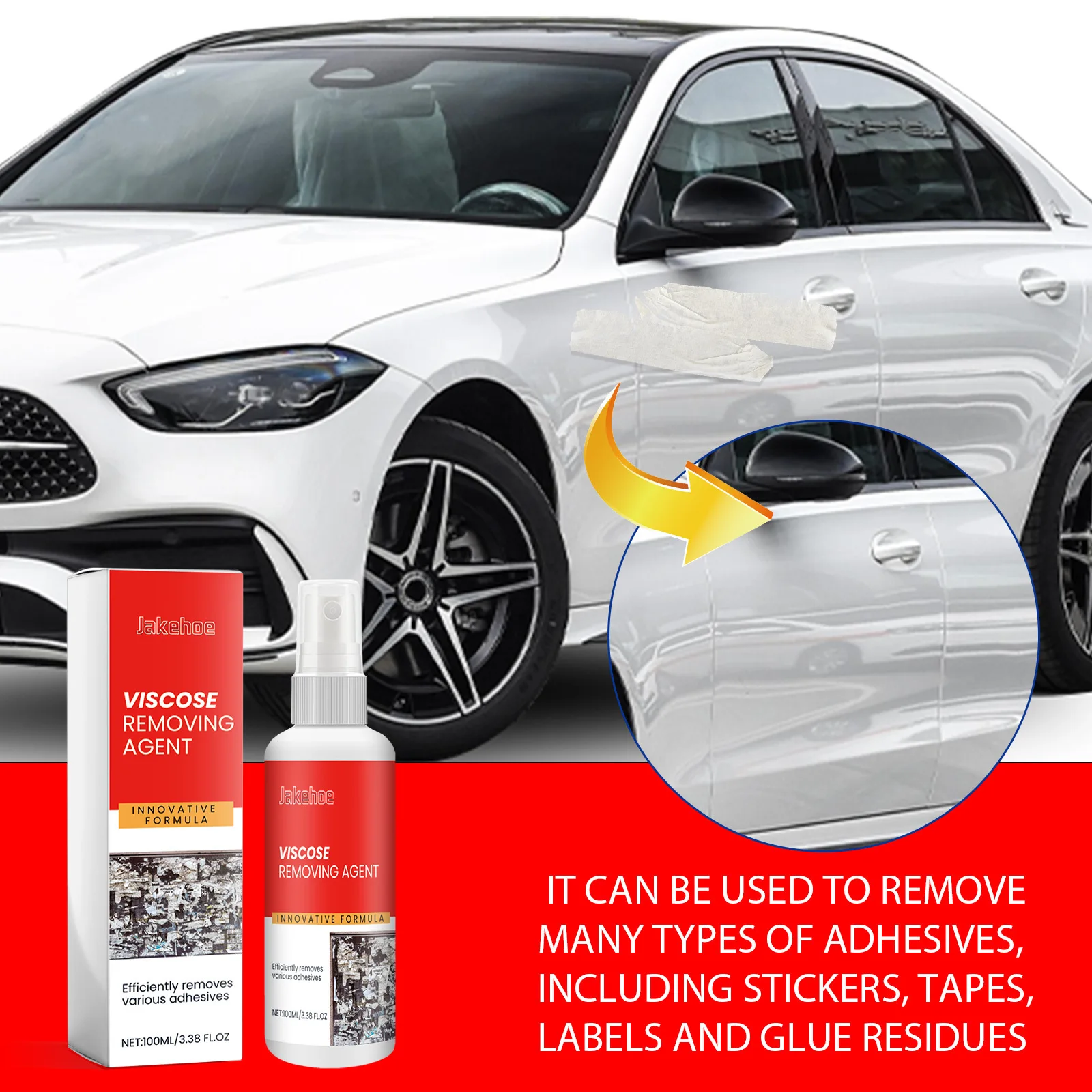 

100ml Multi-Purpose Adhesive Remover Spray - Safe for Cars Removes Stickers Tape & Glue Residue - Gentle Formula Surface Cleaner