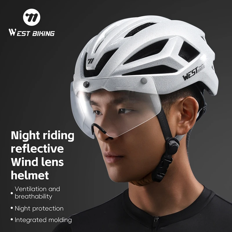 

Bike Helmet for Women Men Electric Scooter Motorcycle Bicycle Safety Cap with Goggles Color Changing Lens MTB Road Helmet