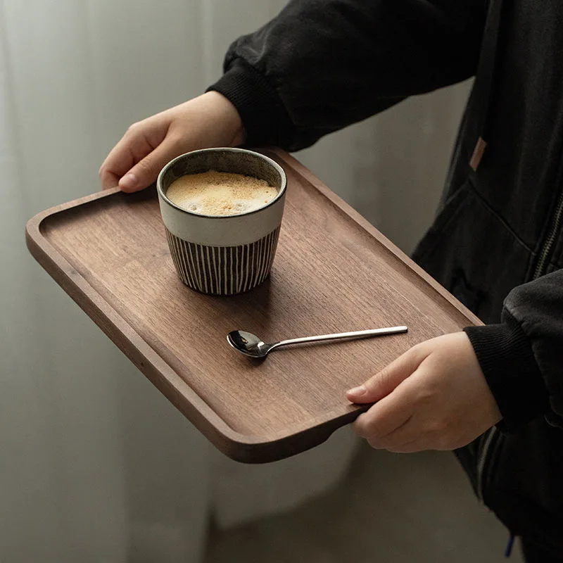 High-end Black Walnut Wooden Tray Rectangular Household Tea Tray Fruit Dinner Plate Coffee Solid Wood Tray