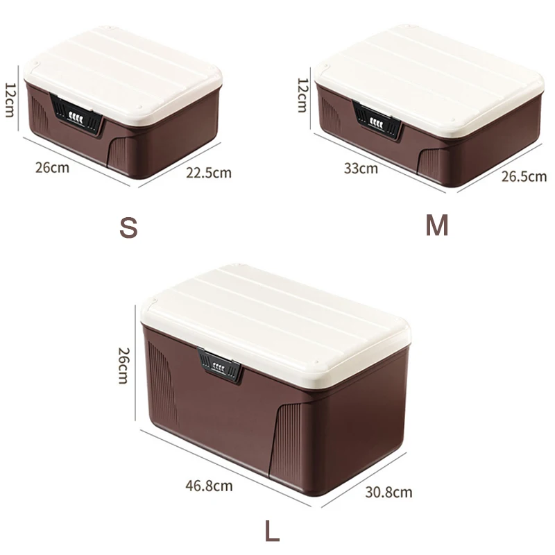 Password Lock Safe Box Large Capacity Multilayer Document Storage Box Valuables Passport Jewelry Privacy Security Storage Box