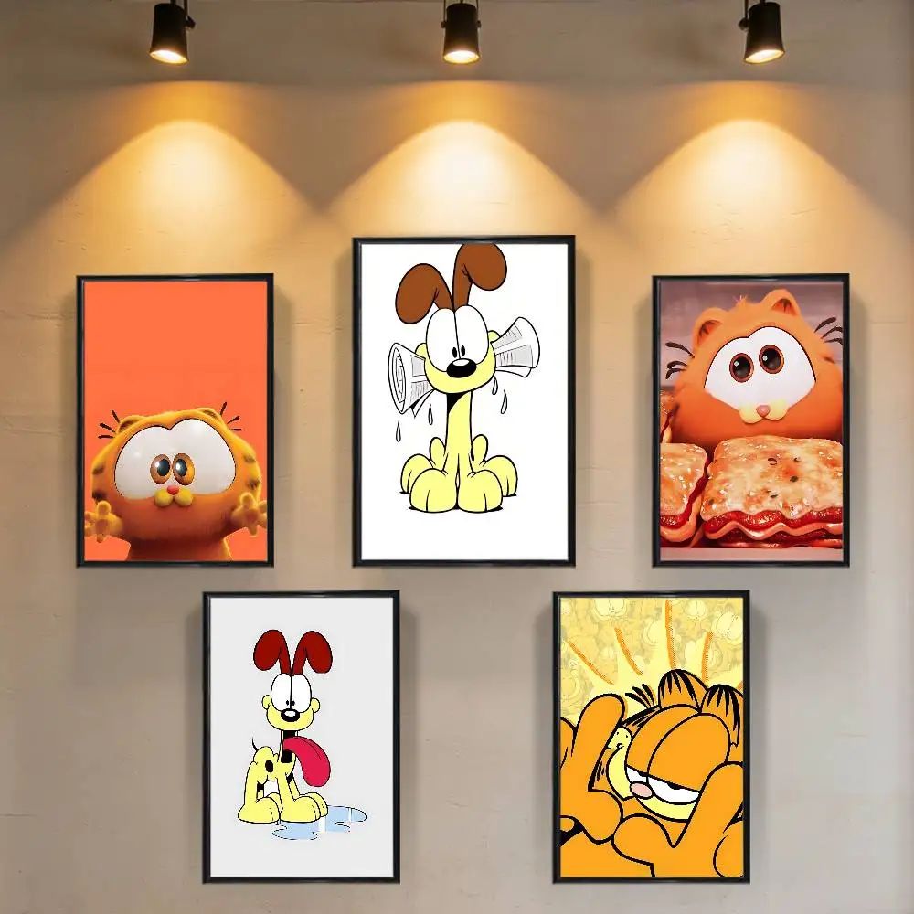 cute dog Odie cat Garfield Poster HD Art Sticky Wall Waterpr