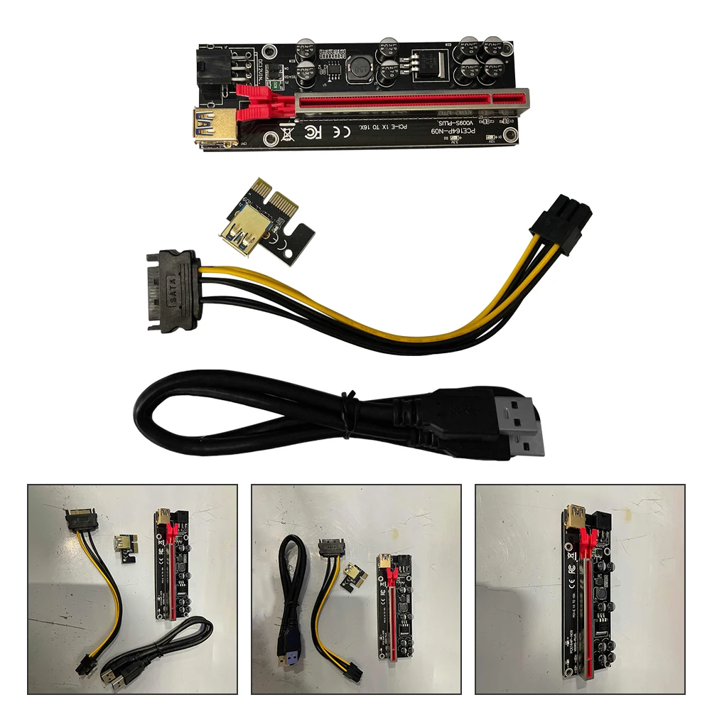 

1Set Pcie GPU Riser Adapter Card Aluminum Alloy Pci-E 1x to 16x Riser Mining Adapter Stable Power Supply Gold-Plated Contacts