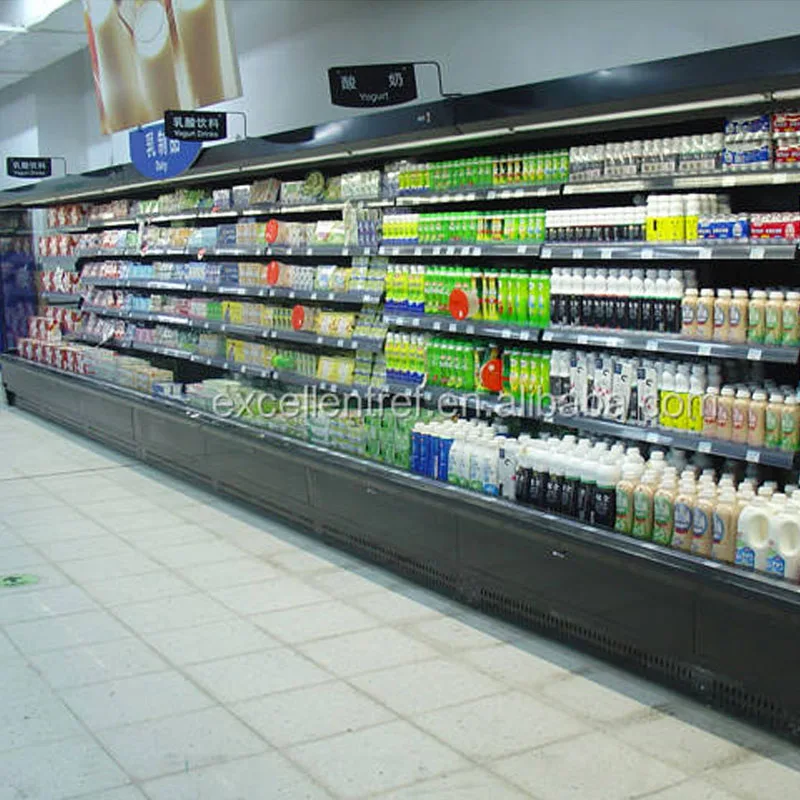 FOODLINE Customized Supermarket Vegetable Fruits Display Refrigerator Vertical Multideck Open Chiller Milk Commercial System