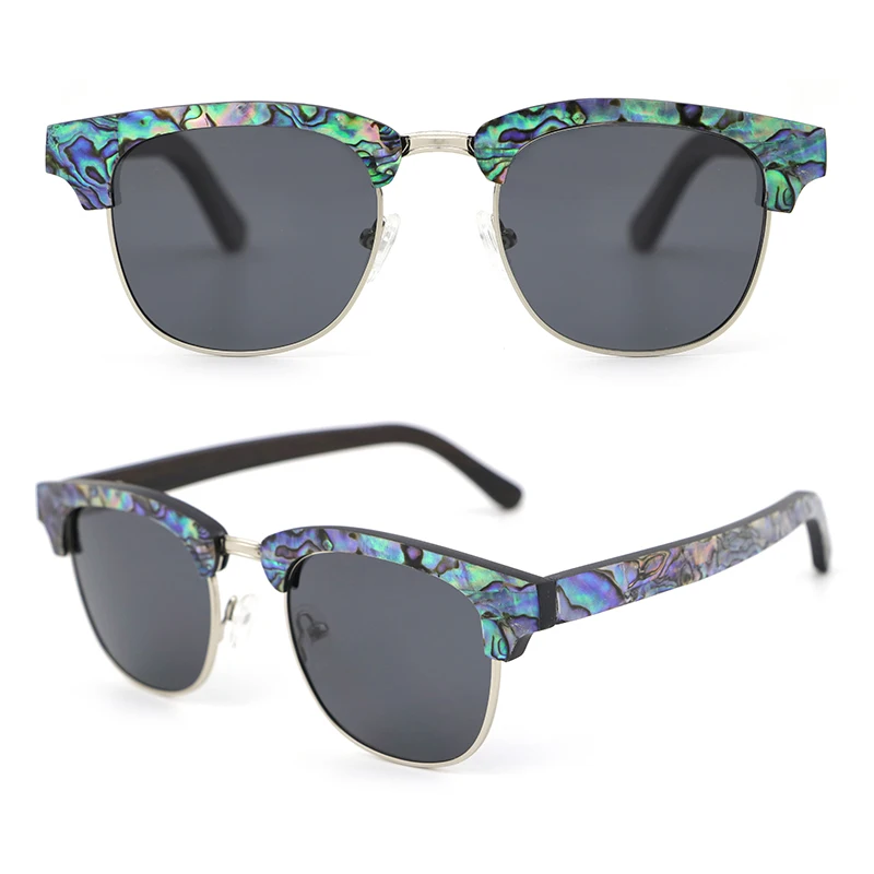 Ladies Metal Mirror women Trendy Abalone Shell Sunglasses