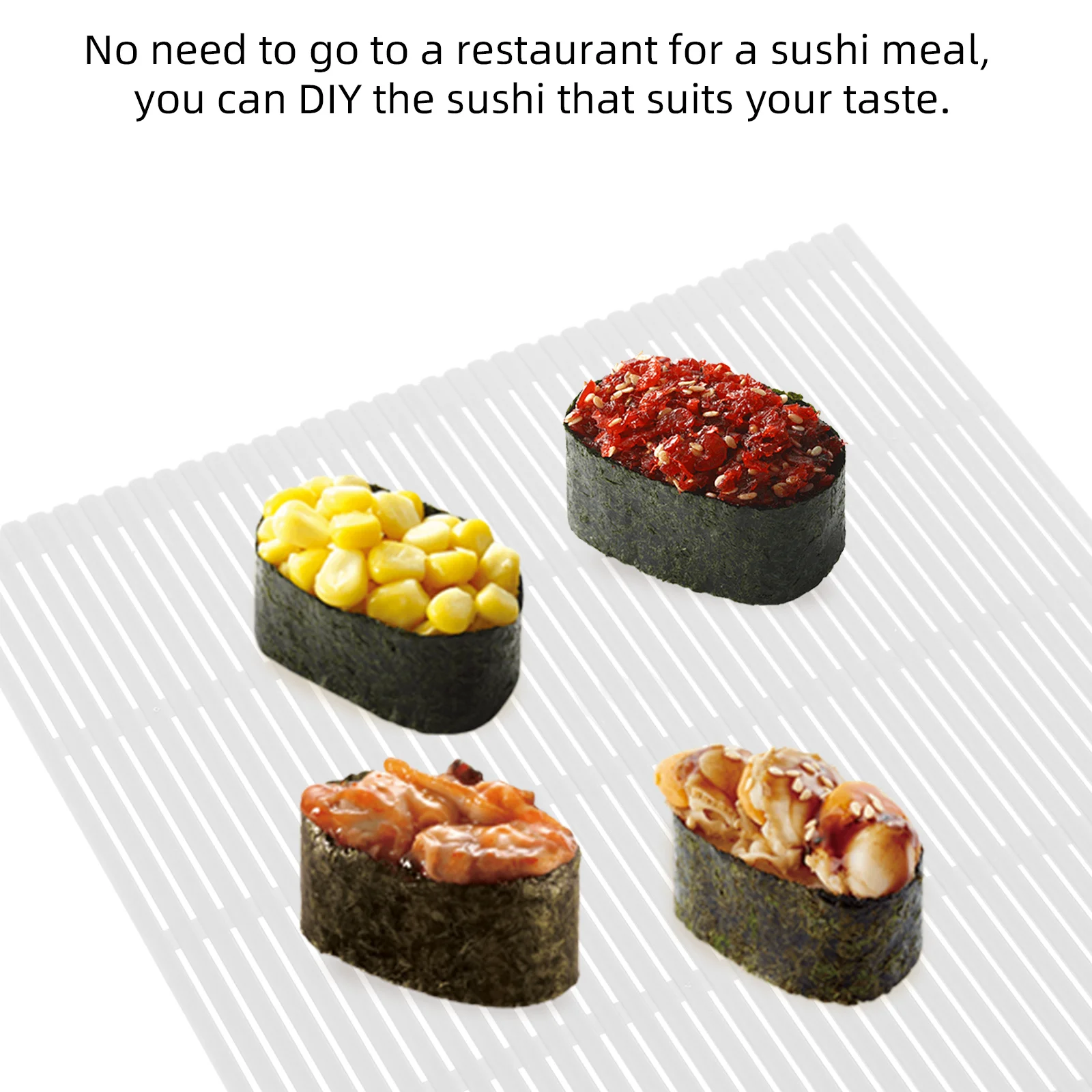 

4Pcs Sushi Roller Mat Set Plastic Non-Slip Sushi Rolling Tool Kit Suitable for Beginners Fun Family Activity Kitchen Supplies