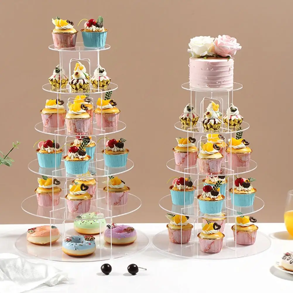 Cake Stand Multi-layered Acrylic Cake Dessert Display Stands Elegant Easy-to-install Statues for Showcasing Confections Cupcake