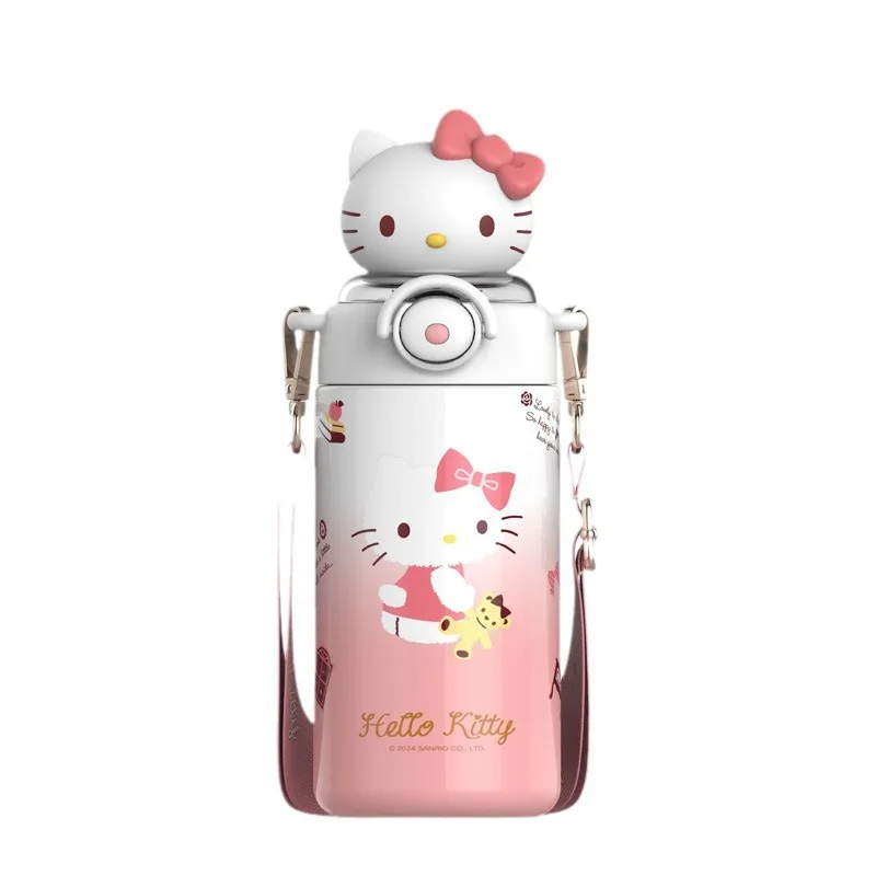 Hellokitty Cinnamoroll Stitch Kuromi Straw Tumbler 600ml Stainless Steel Thermos Cup Insulated Student Portable Water Bottle