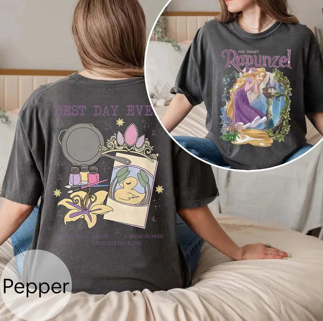 

Retro 2-Sided Cute Rapunzel Princess Shirt | Disney Tangled Tshirt | Magic Kingdom | Disneyland Family Holiday Trip Girl Outfit