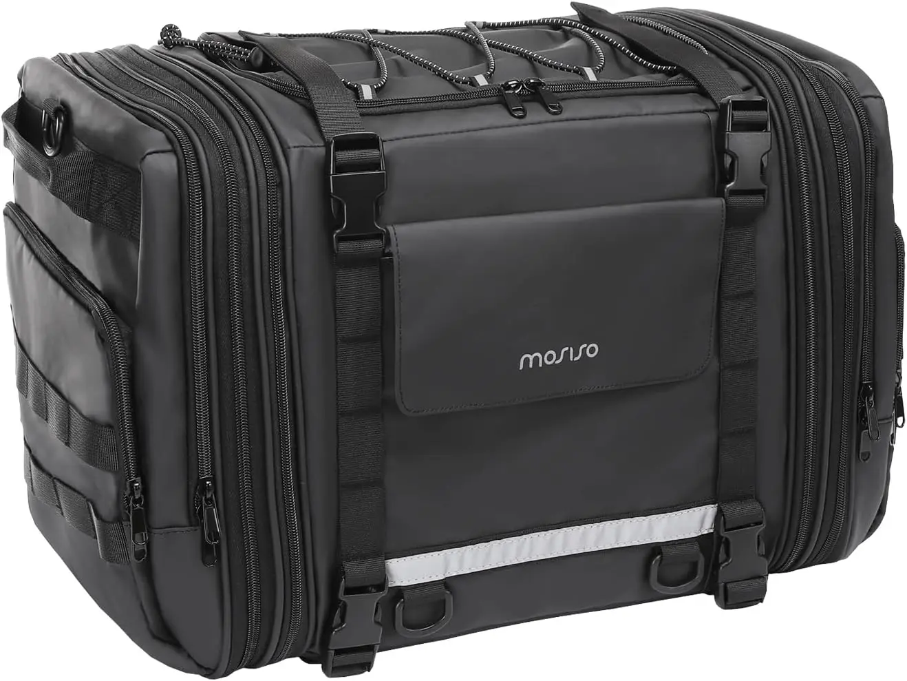 

Expandable Motorcycle Tail Bag 32L-48L with Rain Cover & Shoulder Strap, Black Storage Duffle for Travel