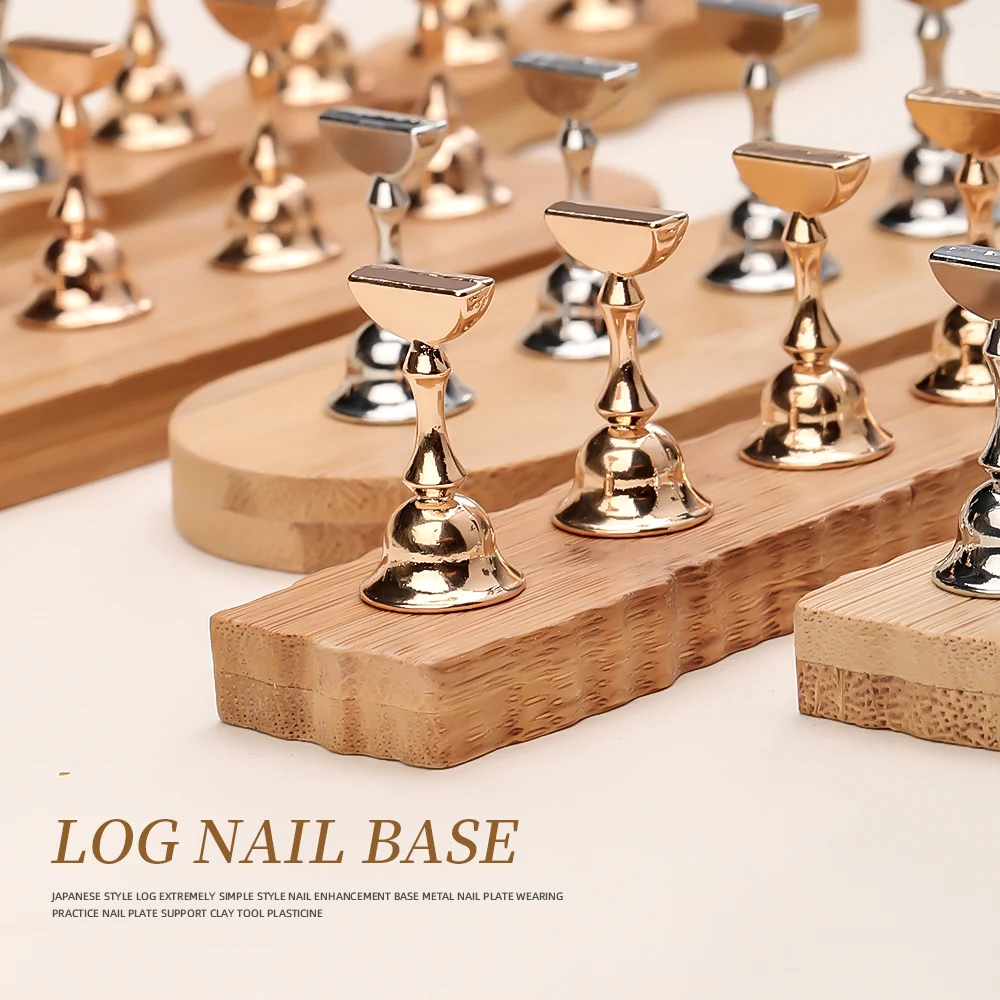 KANU Removable Gold And Silver Colors Single Row Chess Wooden Base Magnetic Nail Showing Display Base Holder Training/Painting N
