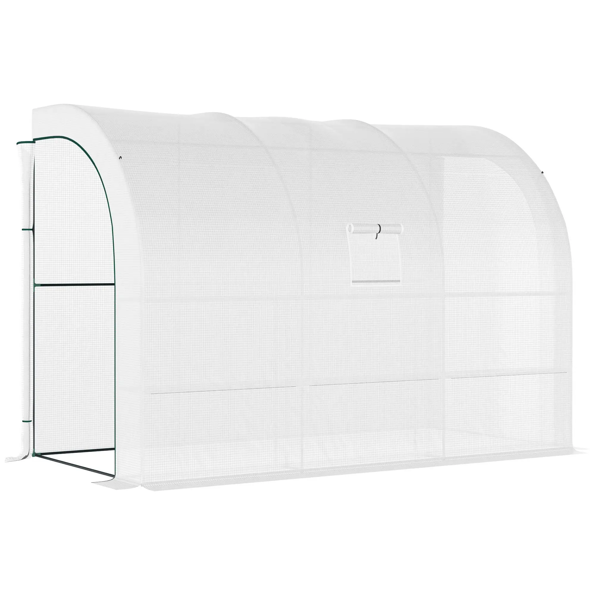 

For Outsunny 10' x 5' x 7' Lean-to Walk-in Greenhouse, White PE Cover, with 2 Roll-up Doors, Windows & 3 Wire Shelves, Plant Nur