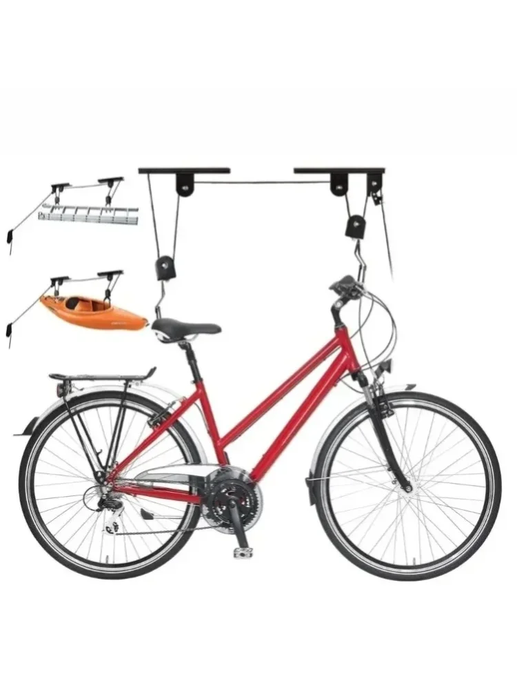 Ten uchwyt na rower, montowany na suficie, może utrzymać obciążenie do 30 kilogramów i nadaje się do przechowywania różnych przedmiotów, takich jak rowery, kajaki, deski surfingowe itp. Jest stabilny — 2