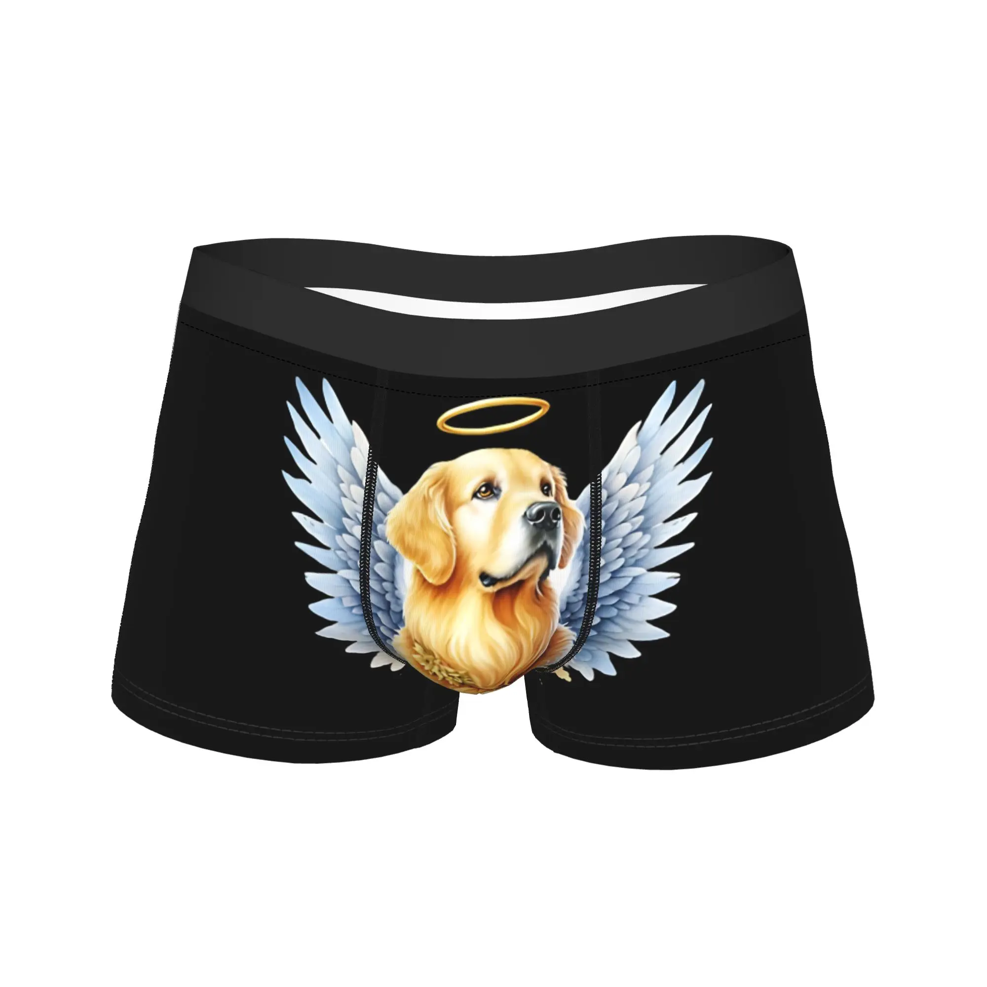 Golden Retriever Angel Trunk  3D Pouch Underwear Quality Customs Boxer Brief Novelty Men Underpants Big Size
