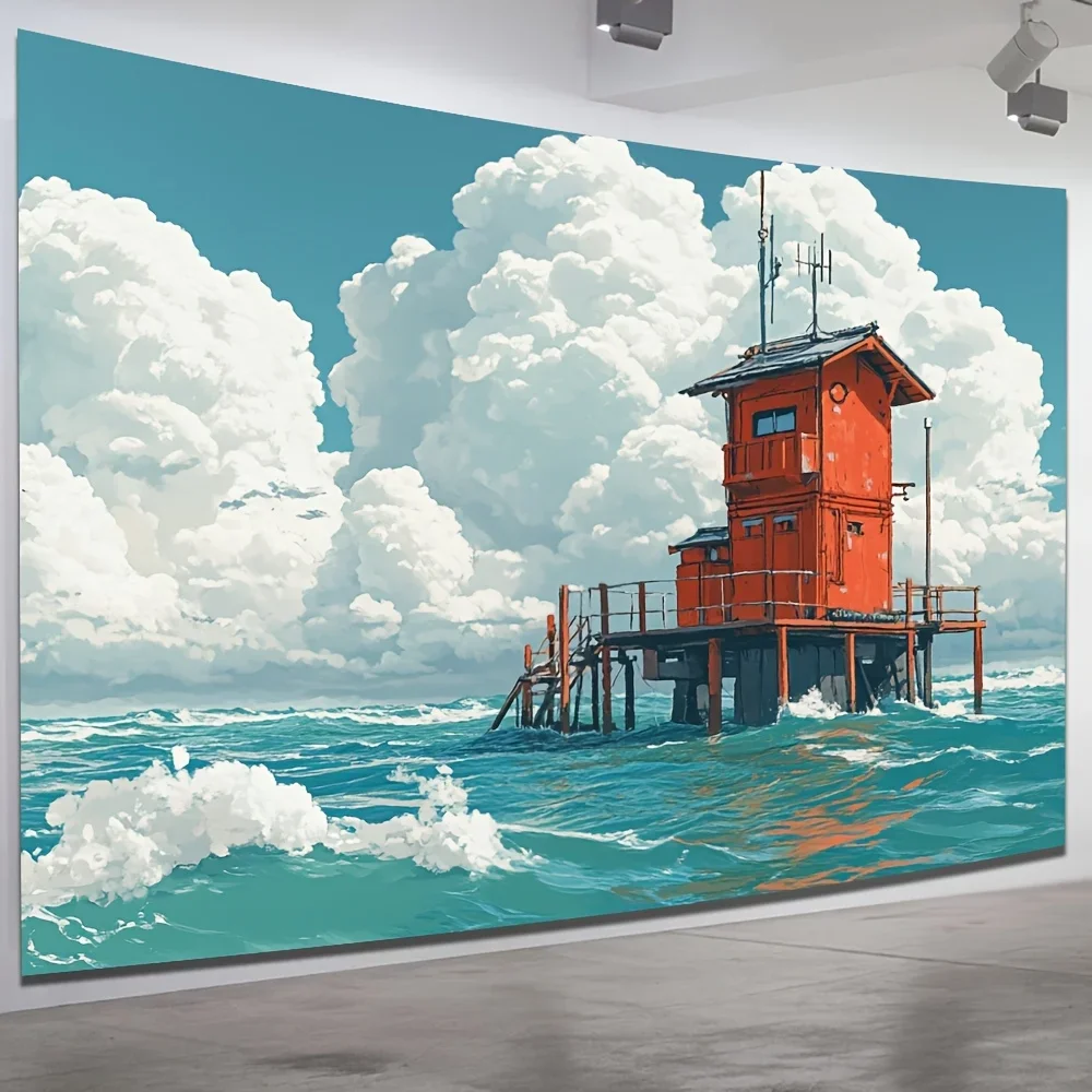 HD-Creative Coast Cottage Tapestry – Multifunctional Decoration for Living Room, Bedroom, Office, Home & Party, Ideal Gift