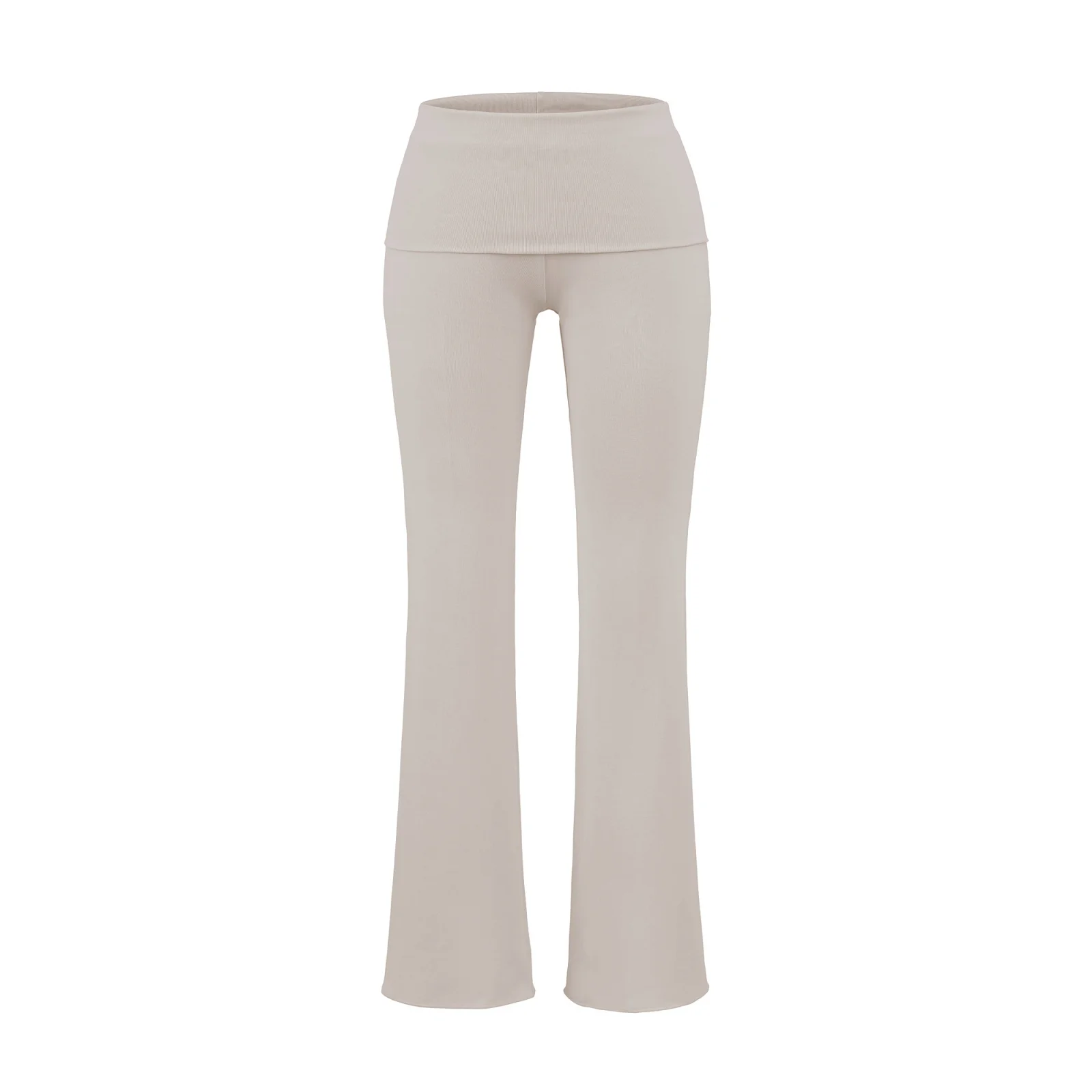 منخفضة الخصر سحابة السراويل النسائية محبوك ثني الطبقات التخسيس بناطيل كاجوال عالية المرونة الشارع Sle لون نقي متوهج الساقين #3