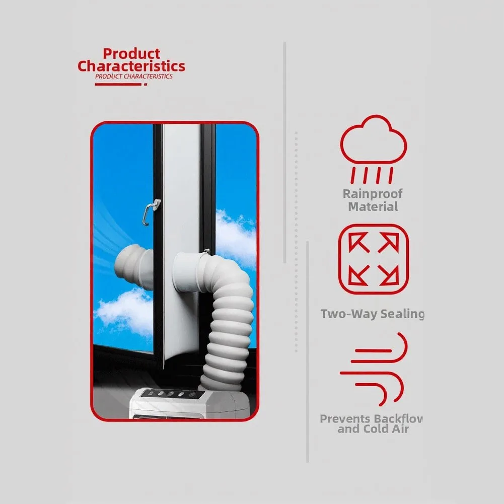 AC Window Sealing Solution with Drawstring Mechanism to Gaps Between Hose and Frame for Efficient Cold Air Retention
