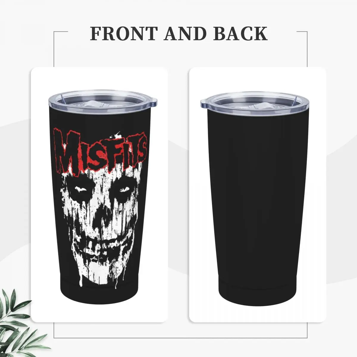 Misfits-vaso de acero inoxidable con tapa y pajita para Halloween, taza térmica con aislamiento al vacío, para oficina y hogar, 20 Oz