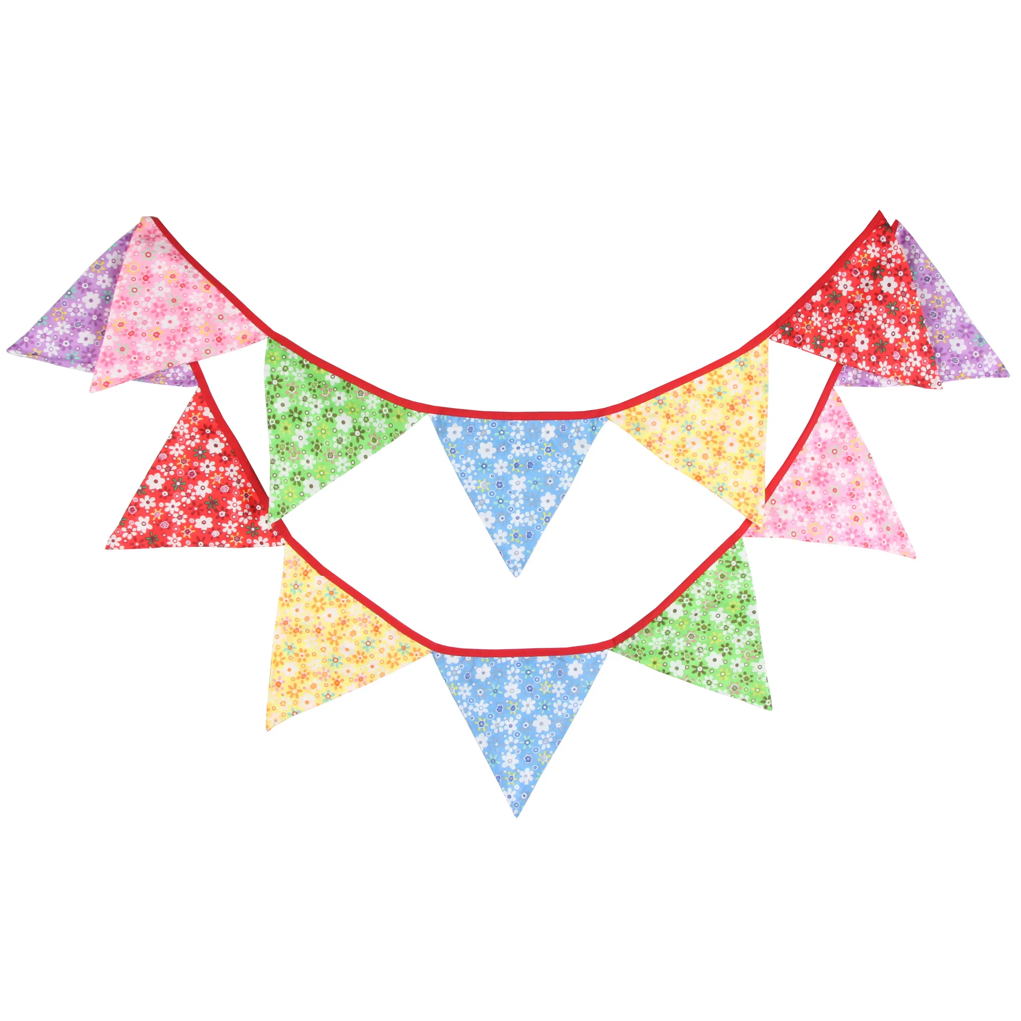 3.2M Multicolor Fabric Bunting 12 Pennant Flags Wedding Party Decor Banner Home Baby Shower Carnival Garland