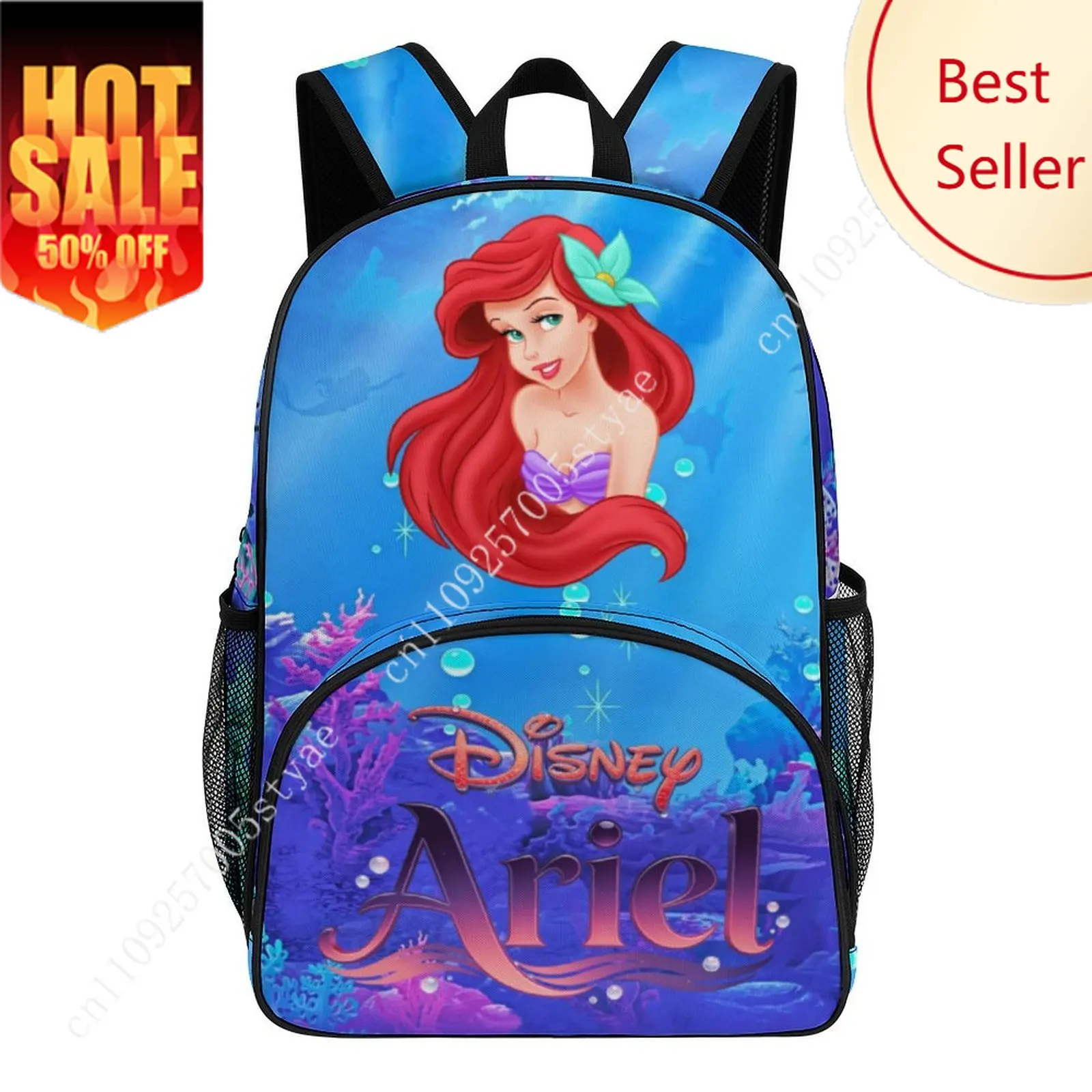 Mochila Ariel de gran capacidad, dibujos animados de Disney, tela decorativa, bolsas para adultos, diseña tu foto, logotipo, texto, fiesta, vacaciones, regalo personalizado