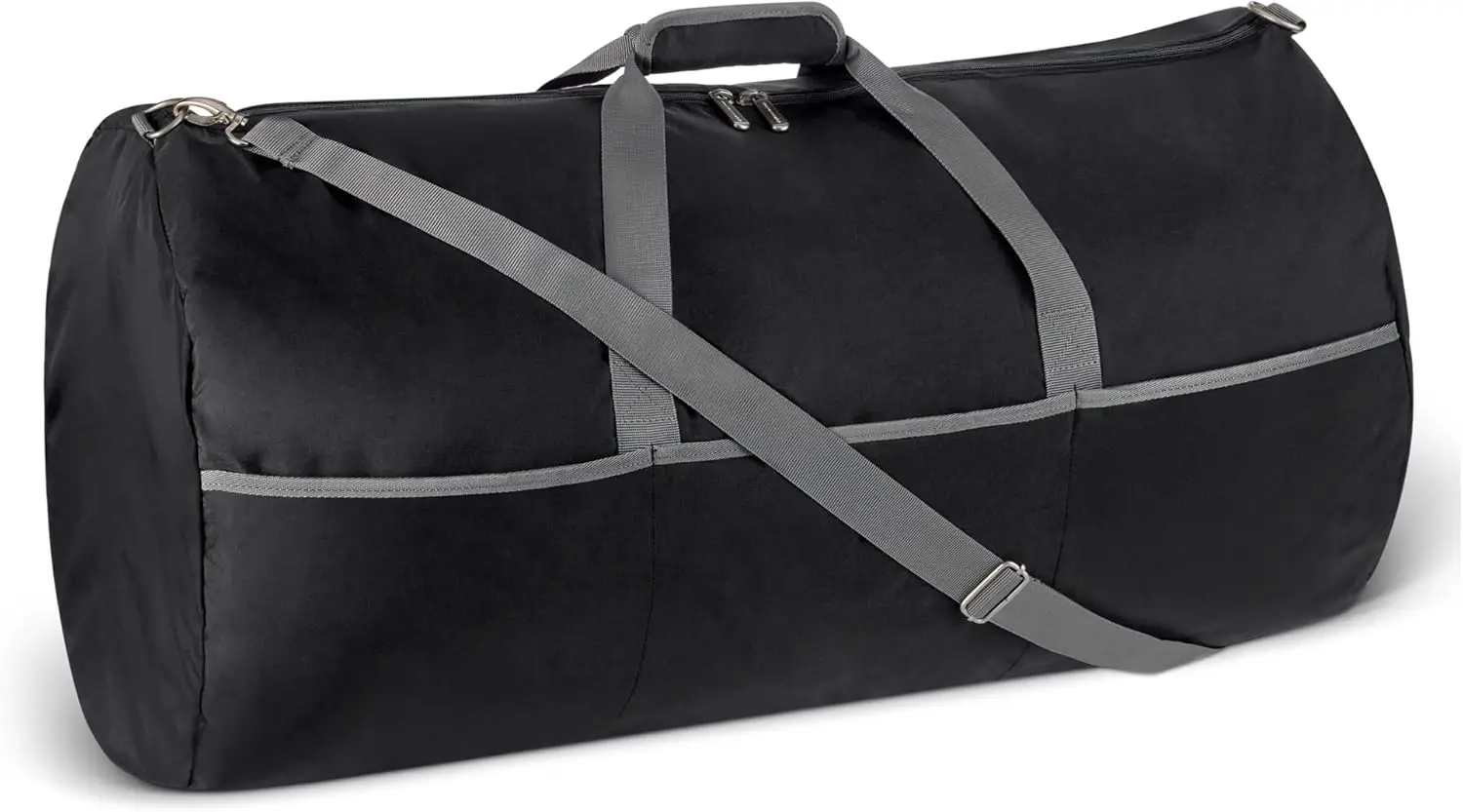

32.4" Extra Large Foldable Nylon Duffel Bag for Travel/Storage with Zippered Pockets,50-LBS Capacity,(Black.Previously Basics)