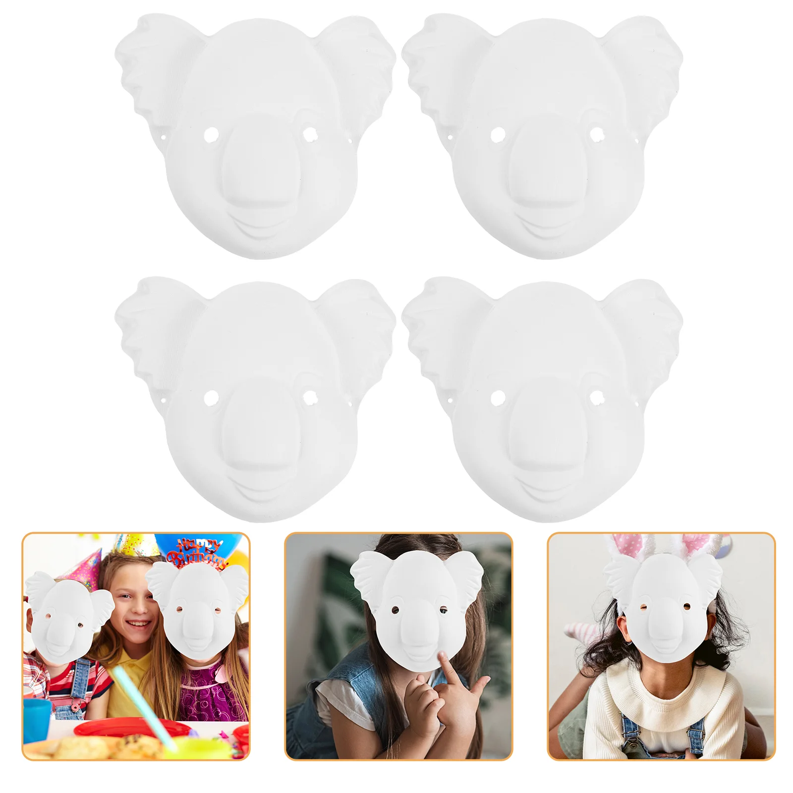 6 Pcs Hand Drawn Animal Mask Masquerade Bulk White for Women Blank Paper Paintable Child Party