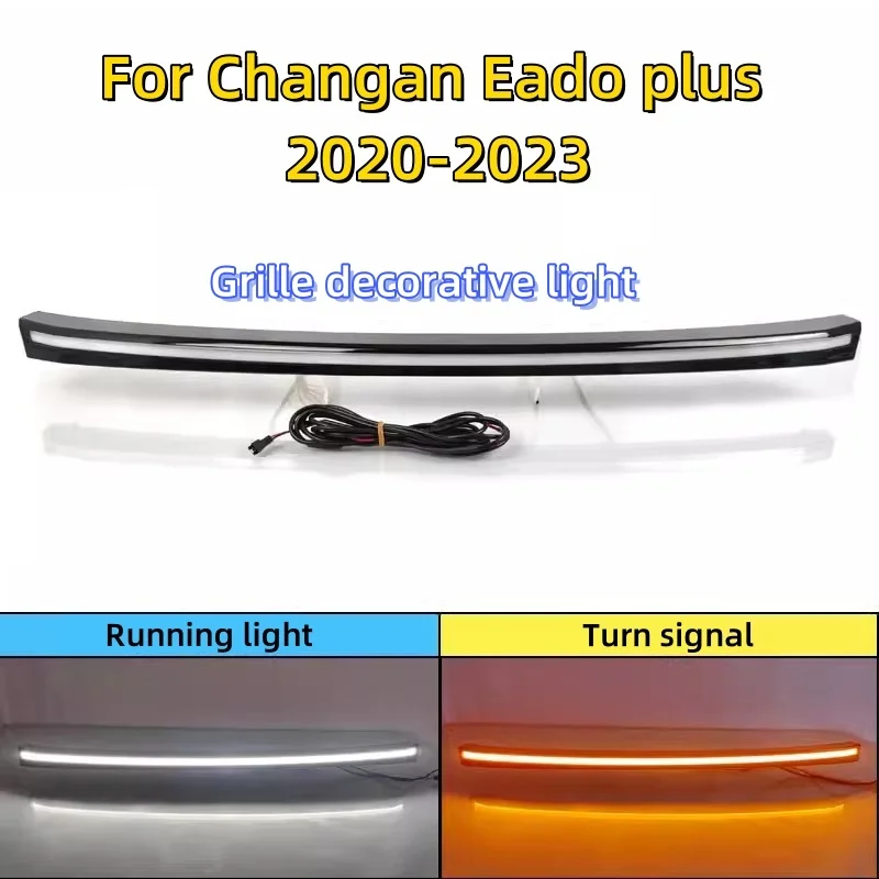 Front Through light for Changan Eado Plus 2020-2023 modified Streamer Top Grille decorative light Turn signal Car Accessories