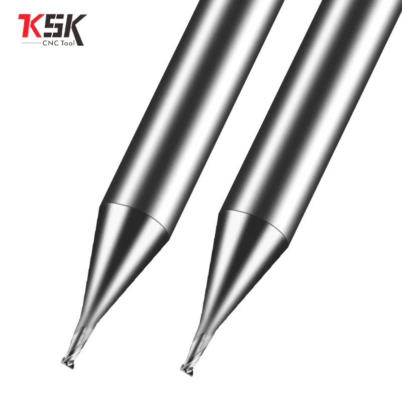 HRC55 หรือ HRC60 Micro คาร์ไบด์ 2 ขลุ่ย 0.2-0.9 มม.4mm Shank Milling CUTTER Mirco คาร์ไบด์ CNC แกะสลักบิตสําหรับอลูมิเนียม