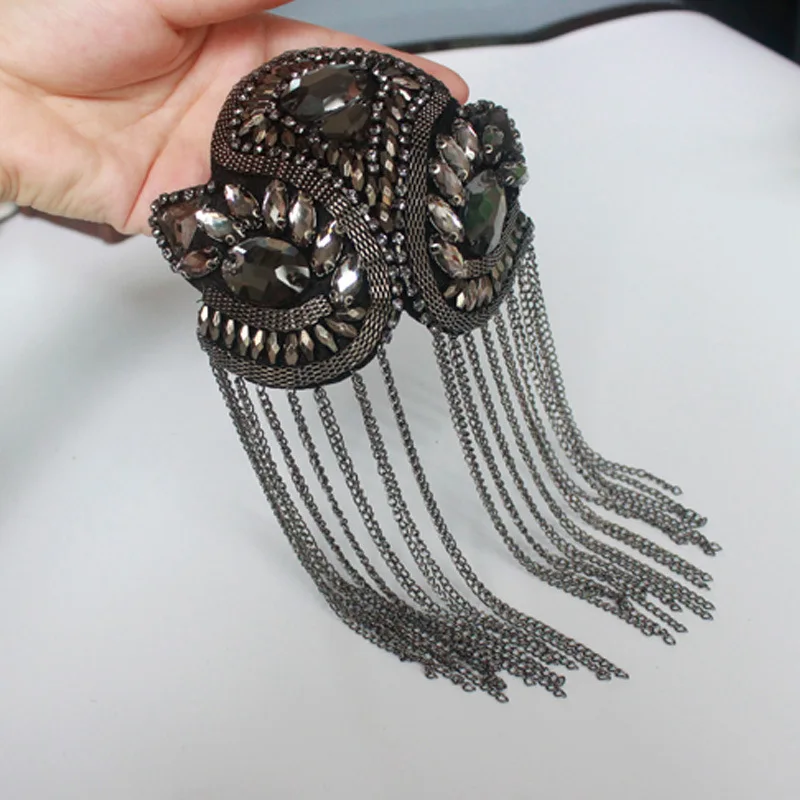 Handmade  big size jewelery tassel big shoulder brooch epaulet /epaulettes spikes/escapulario blazer accessories/pin