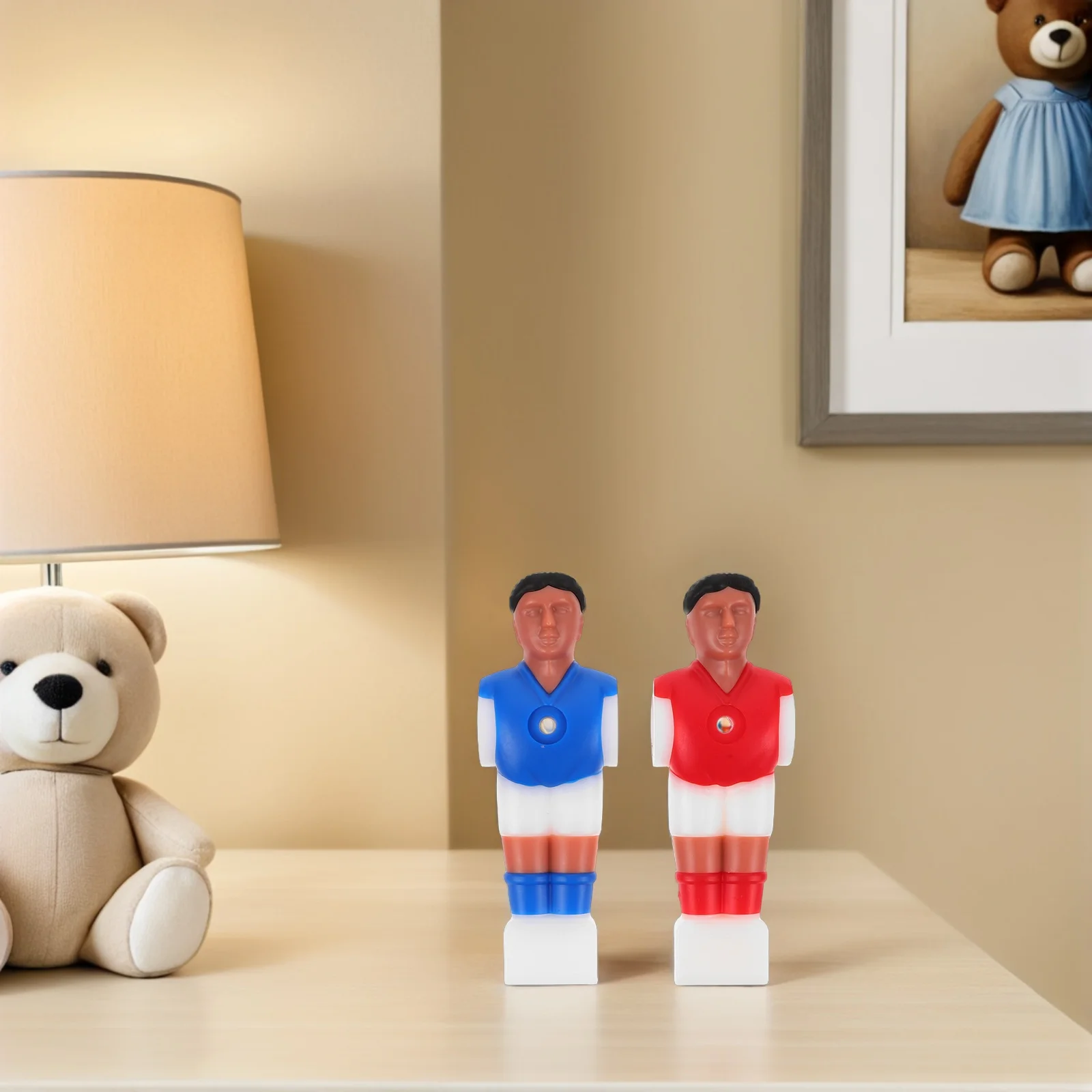 2 مجموعة 2 مجموعات فووسبالل لاعبين مجموعة دائم البلاستيك كرة قدم صغيرة لاعب التماثيل لطاولة كرة القدم استبدال أجزاء تنافسية