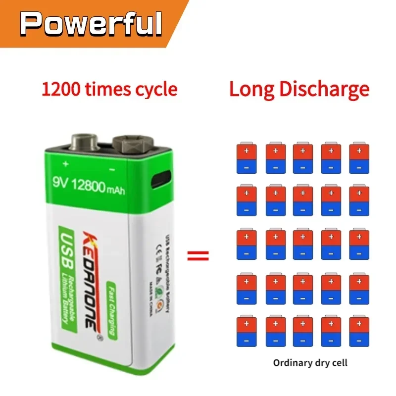 Original 12800mAh Type-C USB 9Volt li-ion Rechargeable Battery 9V Li ion Lithium Battery for RC Helicopter Model Microphone Toy