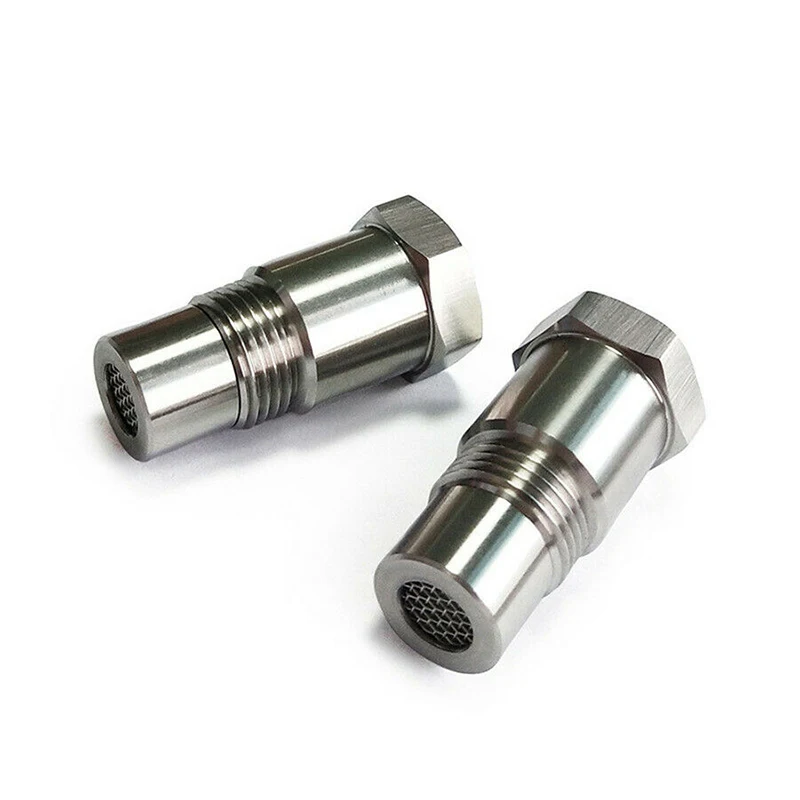 2PCS M18x1.5 Universal Stainless Steel O2 Oxygen Sensor Extension Spacer Remove Fault Connector With Filter Screen