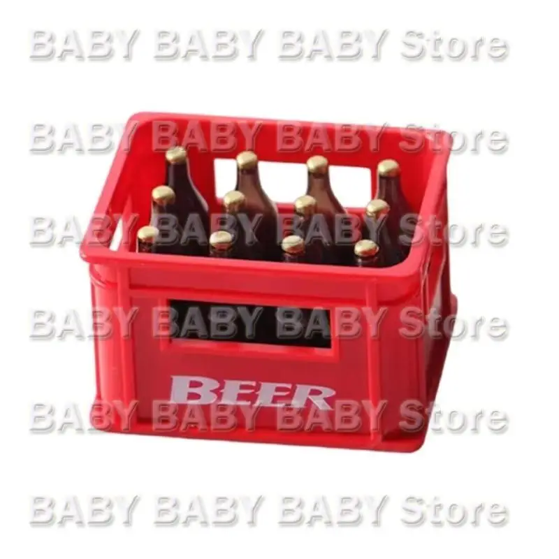 

Q81A 1/12 Scale Dollhouses Miniature Beer Bottle with Crate Life Like Beer Box Model Project Accessory for Model Collectors