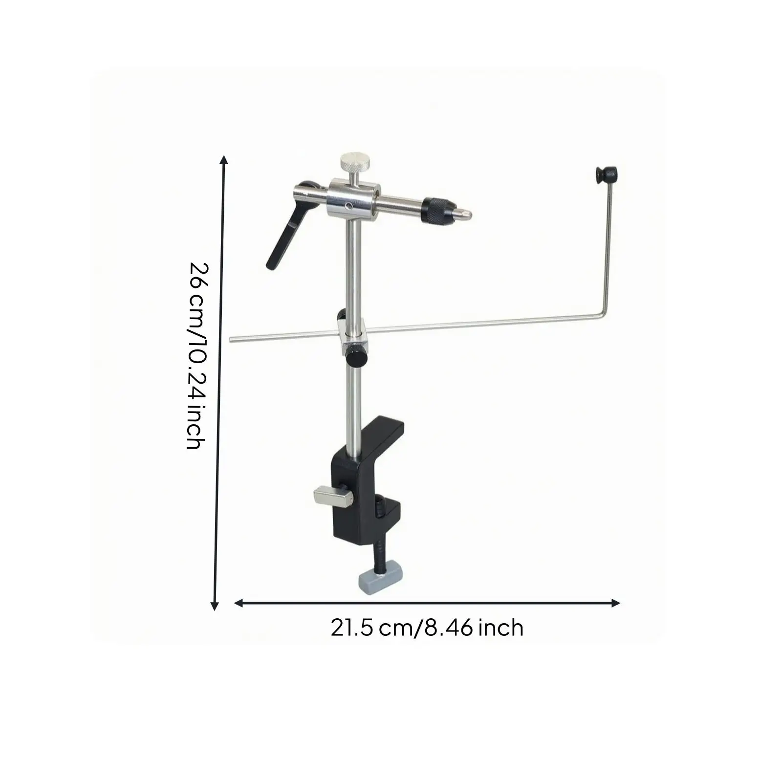 Adjustable Bench Fly Vise Swivel Head Black Lever Thread Guide Hook Clamp for Fly Tying Enthusiasts