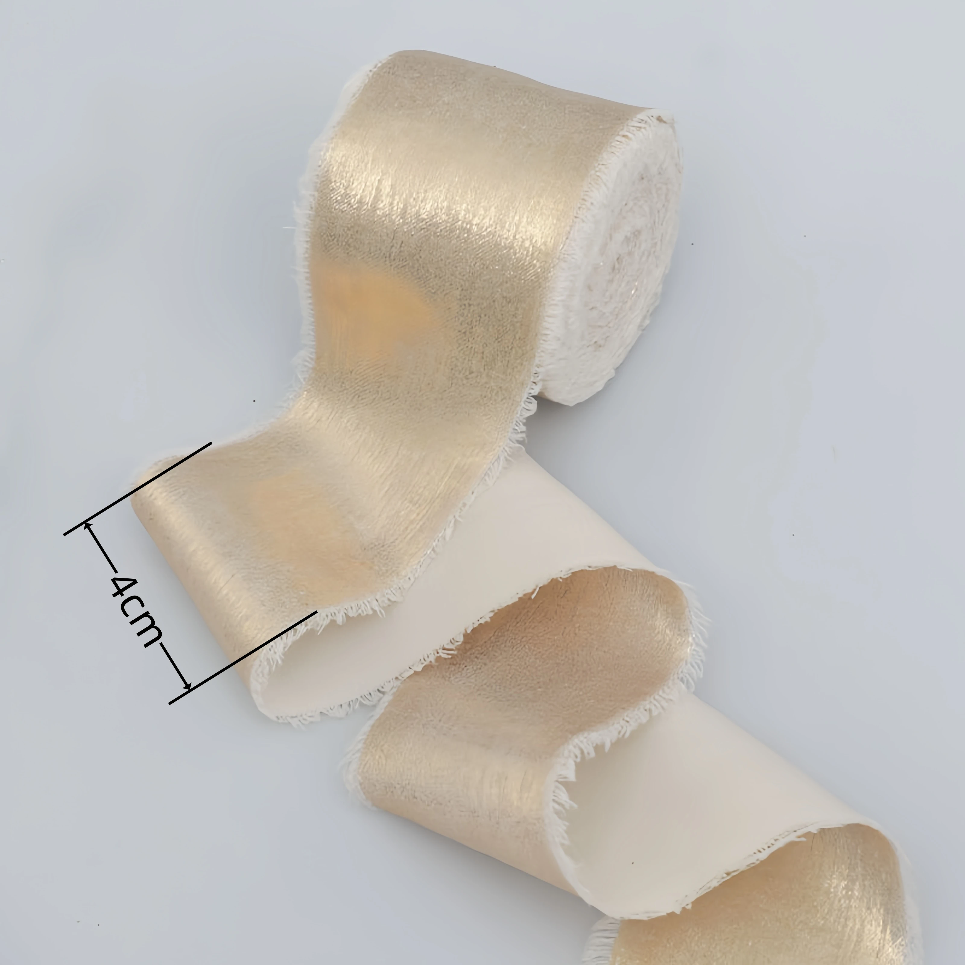 5M/Rolle 4cm Satin-Seidenband mit ausgefransten Kanten, Glitzerband für DIY-Bastelarbeiten, Schleifen, Blumensträuße, Geschenkverpackungen, Hochzeits- und Partydekoration – Detail 1