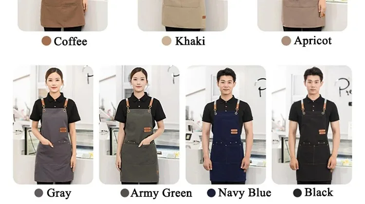 Wasserdichte Küchenschürze, professionelle Küchenschürze, Restaurant, Geschäft, Kellner, Arbeitsuniform, Damen/Herren, mit Taschen, Reinigungsschürze – Detail 4