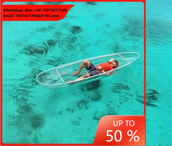 2024 Popular PC Transparent Boat Canoe Double Kayak Multi-person Water Canoe Transparent Boat Clear Kayak 2 Person