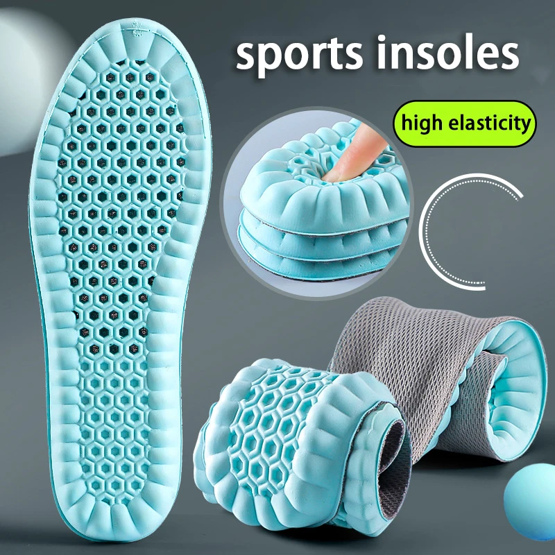 1pair soft breathable insoles Men's outdoor sports running insoles Elastic shock-absorbing sole Arch support comfort insole