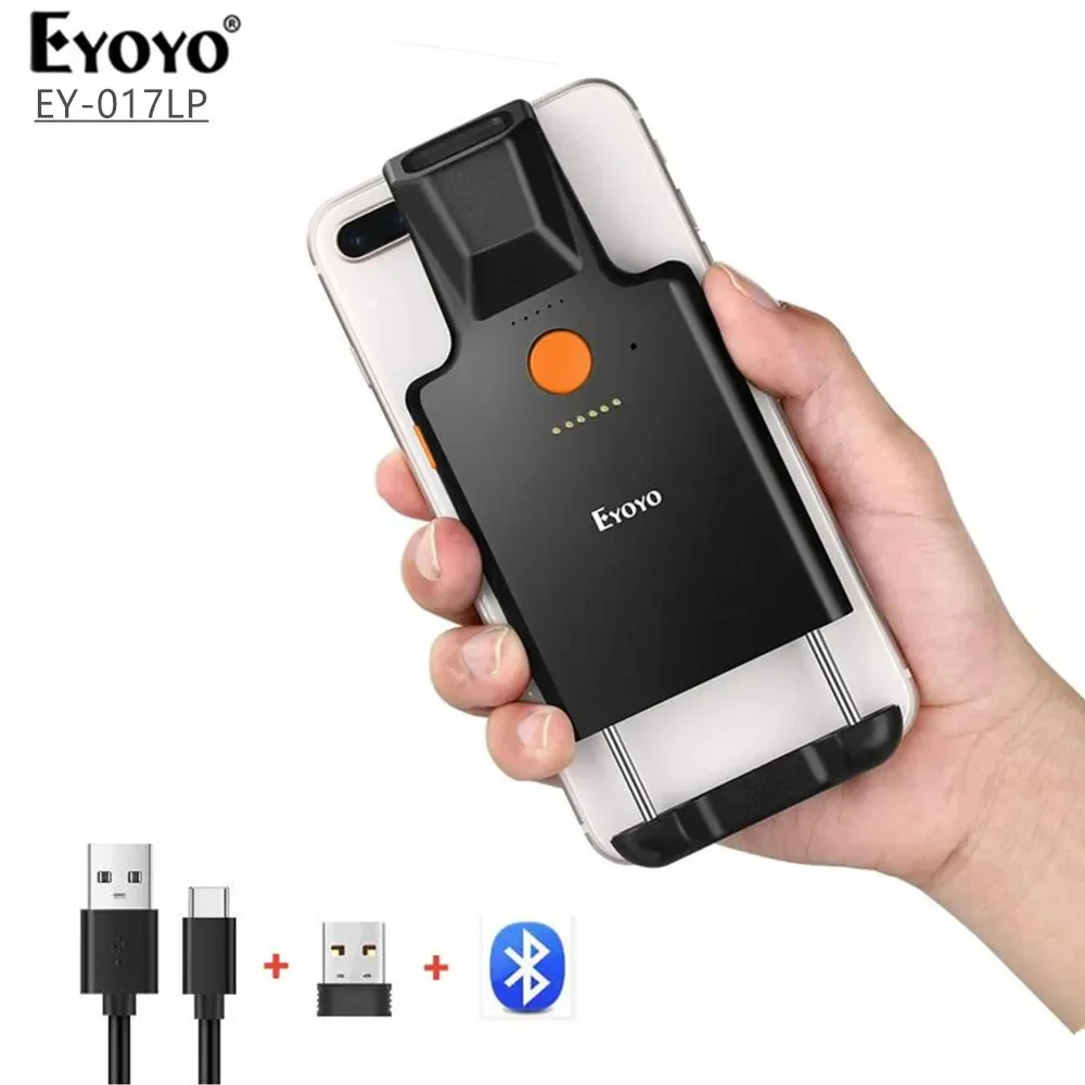 

Eyoyo Portable 1D/2D Back Clip Bluetooth Barcode Reader Works With Phone,QR Image Maxicode PDF417 Screen Scanner