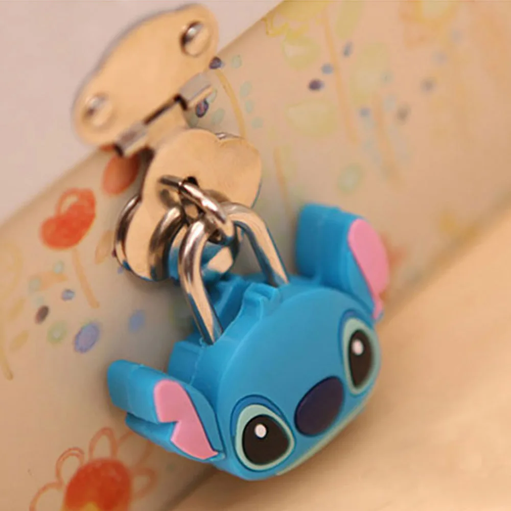 

Stitch Kawaii Cartoon Padlock with Keys Portable Travel Suitcase Locks Diary Padlocks Mini Metal Anti-Theft Lock Gifts for Kids