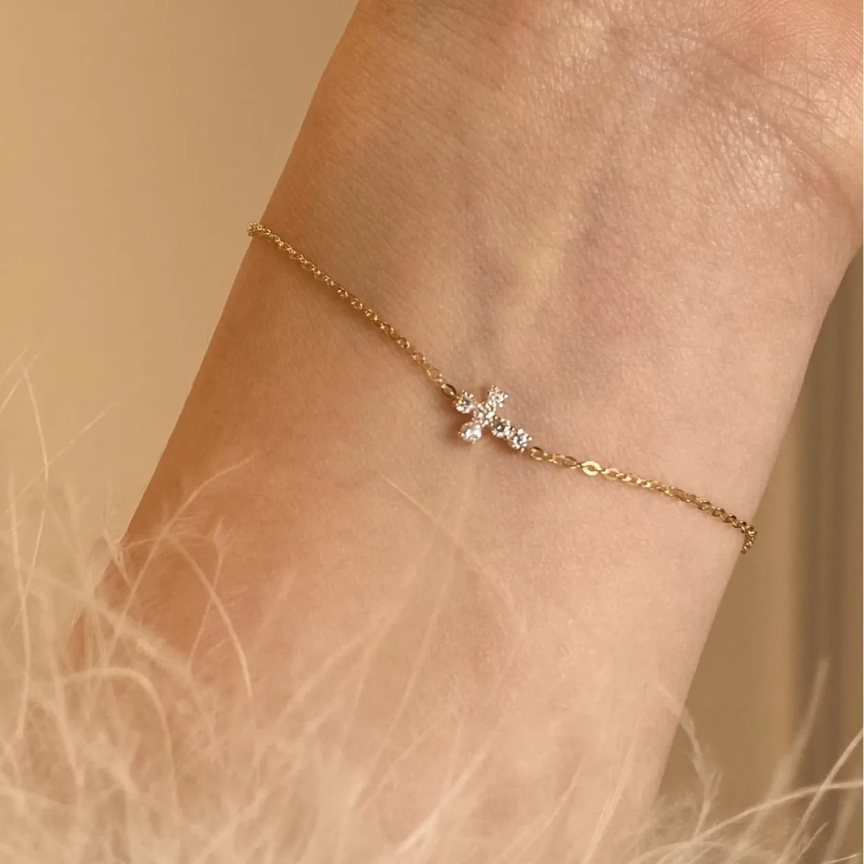 ENSHIR Double Cross Zircon Bracelet for Women Luxury Vintage Fashion Temperament Simple Niche Jewelry Gifts Wholesale