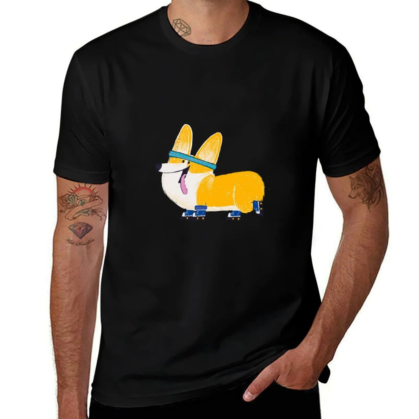 

Corgi on skates T-Shirt oversizeds graphic t shirts t shirts for men graphic