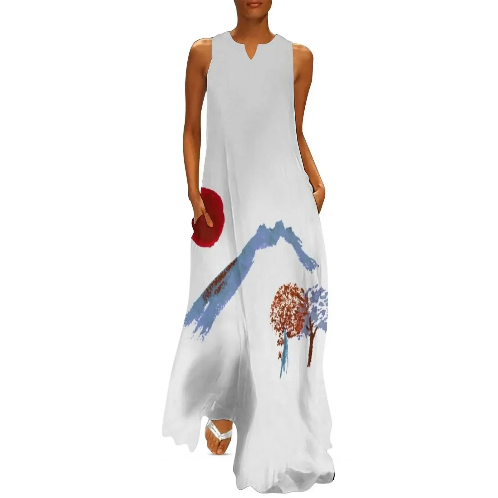 

Mountain trees landscape watercolor Long Dress women's dresses luxury summer dresses ladies 2025 Dress