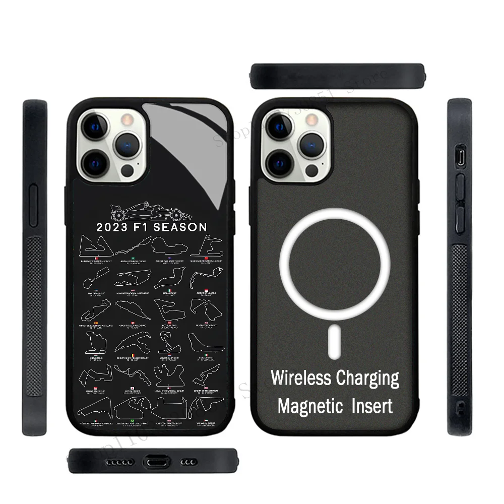 F1 Race Tracks Circuits 2023 Phone Case Strong Magnetic For IPhone 15 14 13 Pro Max 11 12 Mini Alex Mirror For Magsafe