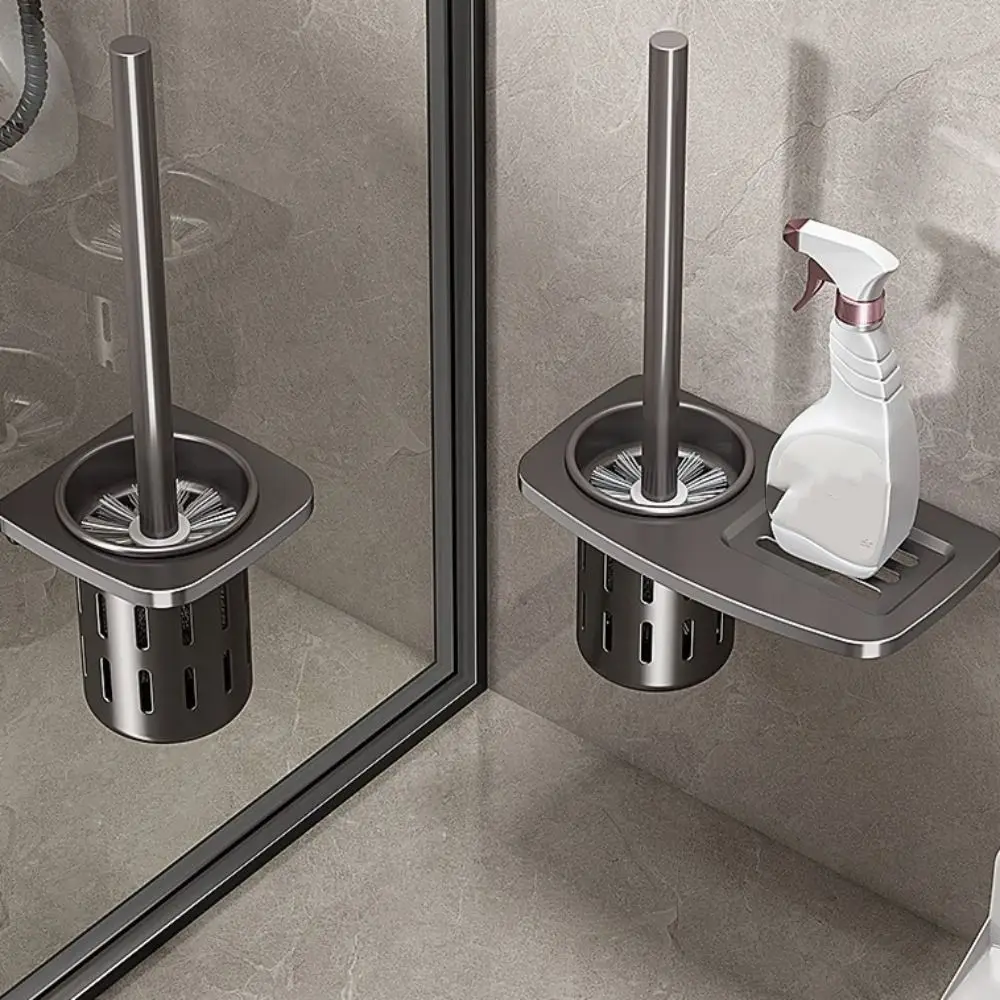 

Космический алюминиевый держатель для туалетной щетки, набор без перфорации, нержавеющая настенная щетка для унитаза, защита от дренажа, щетка для унитаза для ванной комнаты