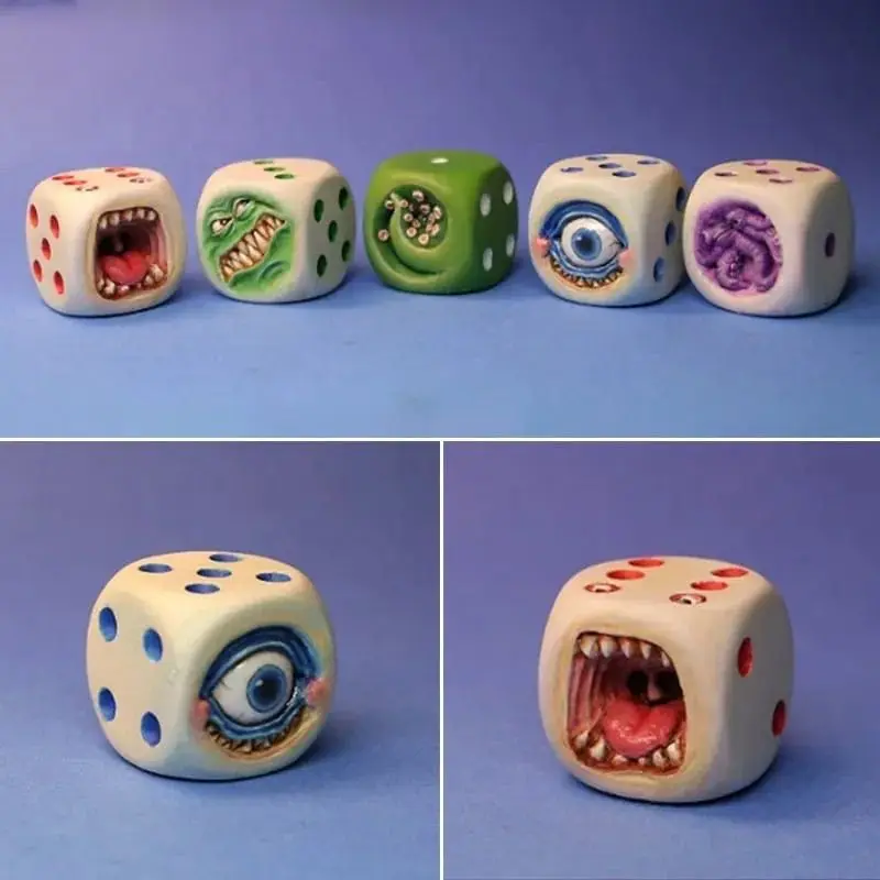 Creepy Monster Dice Figurine, Resin DIY Demon Dice Ornament, Funny Horror Style Desktop & Game Room Decor