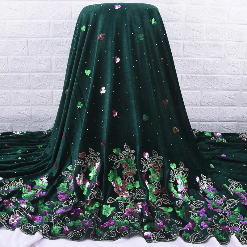 SJD Nigerian Flocking Sequins Lace Fabric 2024 High Quality African Velvet Lace French Sequins Velvet For Women Wedding Dresses