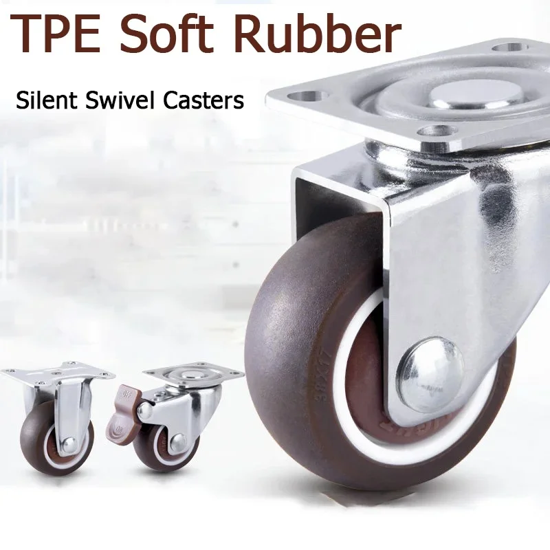 1/1.25/1.5/2/2.5/3-inch Silent Swivel Casters Mini Small Wheels Rubber Feet Wheels for Flatbed Trolleys Furniture Casters